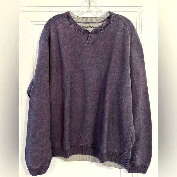 ~Tommy Bahama Purple/Grey Flipshore Abaco Reversible Sweatshirt Sz. L MSRP: $110 - Picture 1 of 5